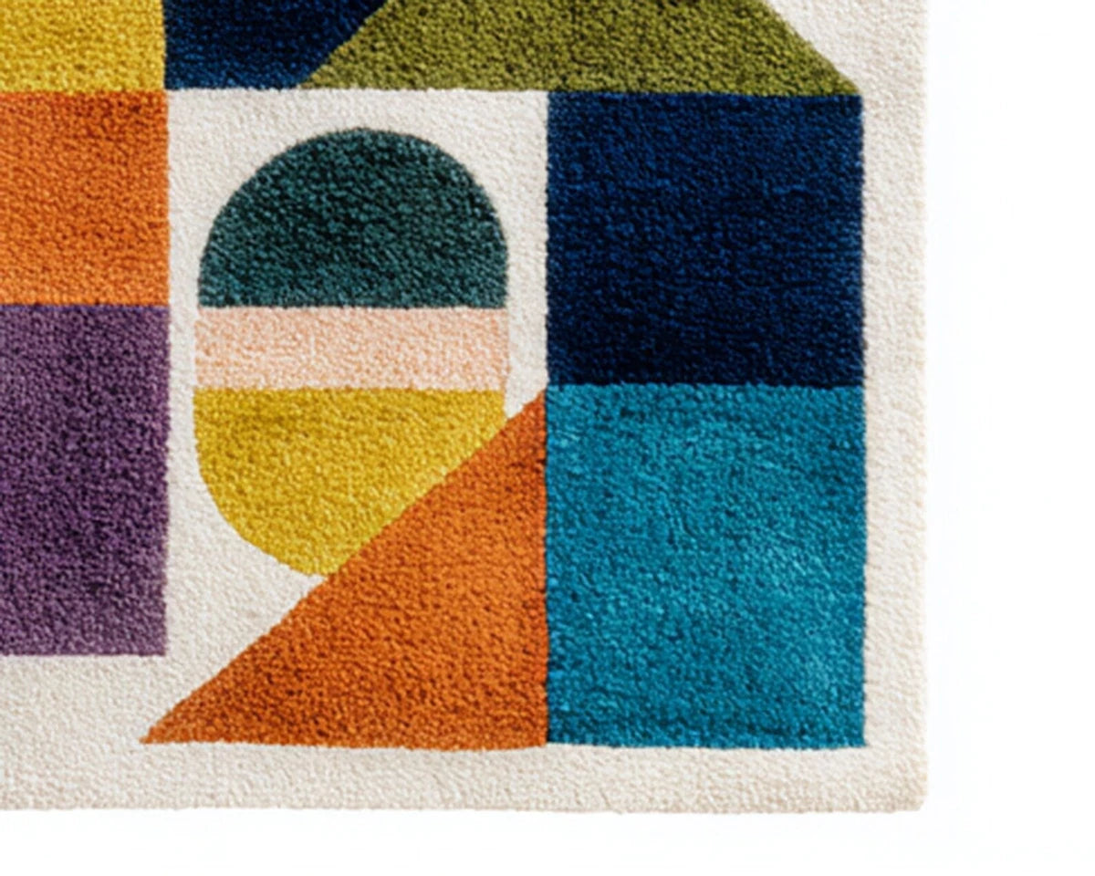 Circuit Board Geometric Black Gold and Blue 8x10 Hand Tufted Wool Area Rug (Copy)