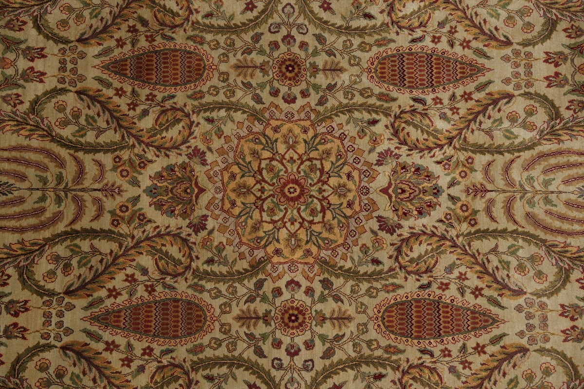 Ivory and Gold Antique Floral Oushak Vintage Traditional 8x10 Hand Knotted Wool Area Rug