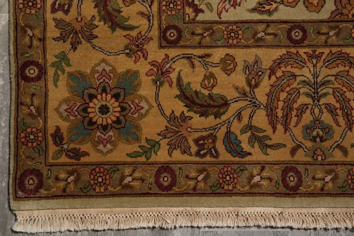 Ivory and Gold Antique Floral Oushak Vintage Traditional 8x10 Hand Knotted Wool Area Rug