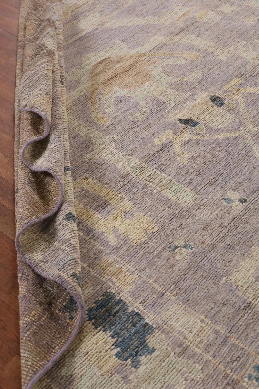 8x10 Purple Ivory Gold Oushak Vintage Hand Knotted Wool Area Rug