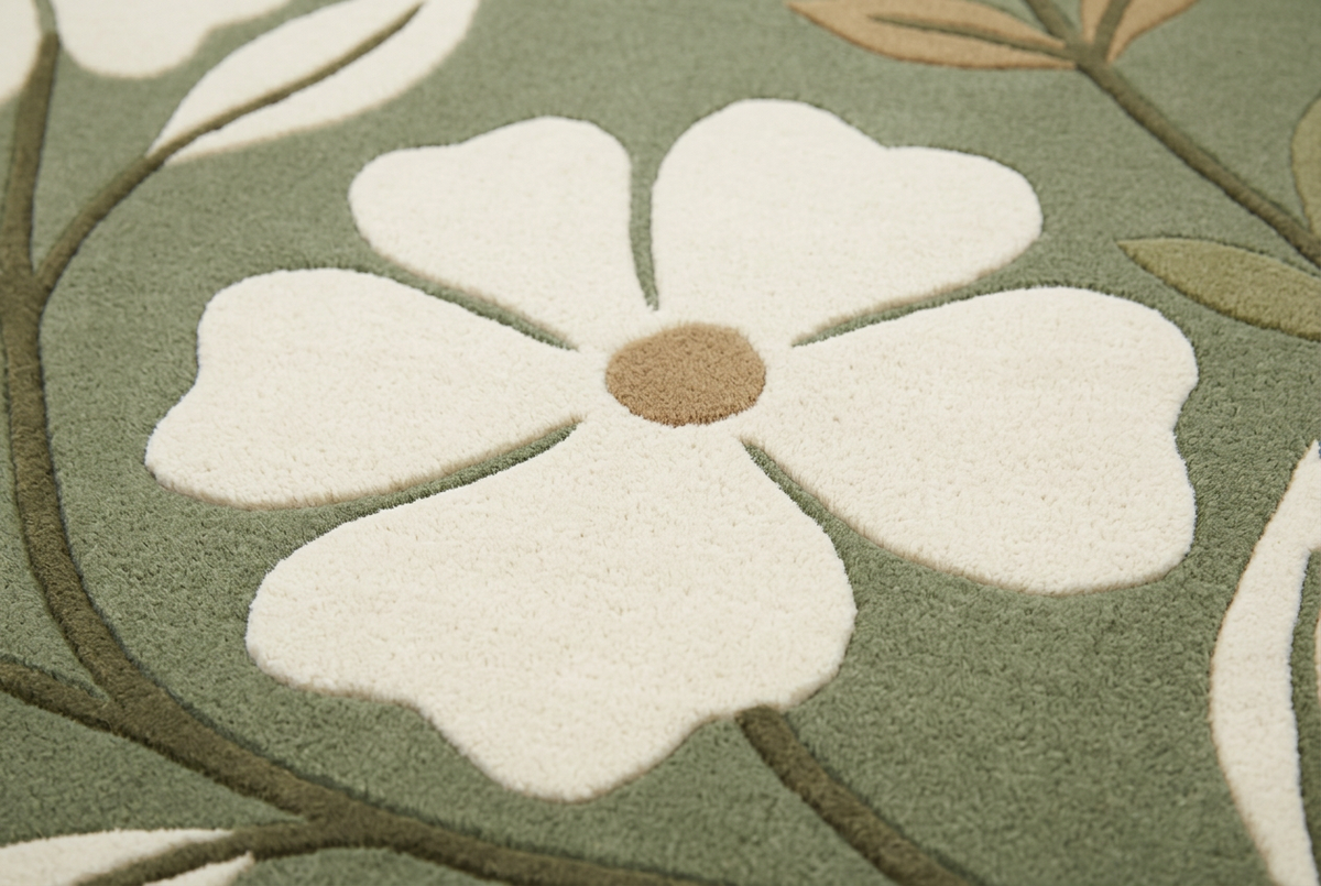 Sage Blossom wool close-up