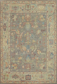 Vintage Turkish Oushak hand-knotted wool area rug 8x10 in beige and grey