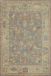 Vintage Turkish Oushak hand-knotted wool area rug 8x10 in beige and grey
