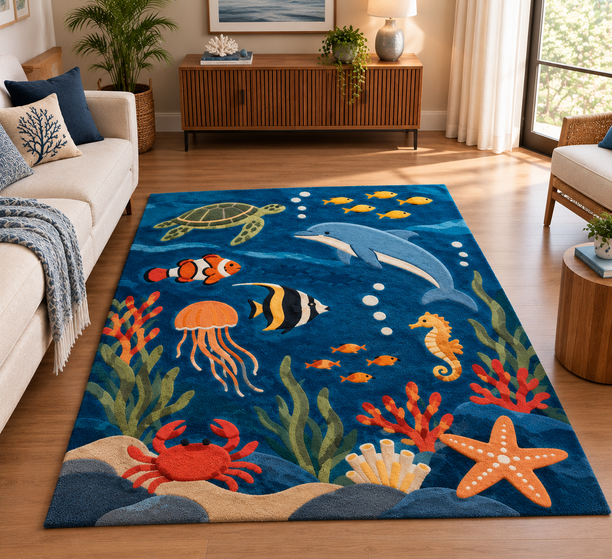 Hand Tufted Pictorial Village Harvest Landscape Beige Gold and Green 8x10 Wool Area Rug (Copy) (Copy) 
