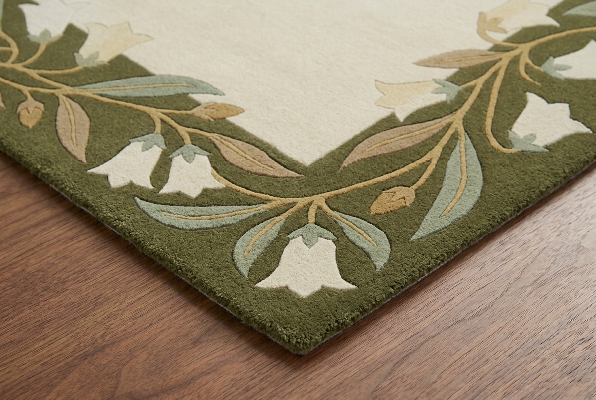 Ivory Olive Bluebell corner detail