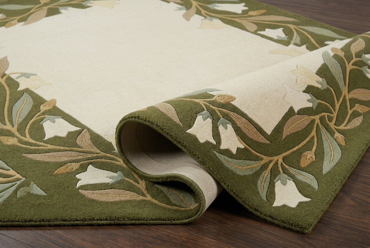 Ivory Olive Bluebell folded detail