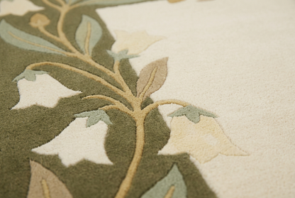 Ivory Olive Bluebell wool close-up