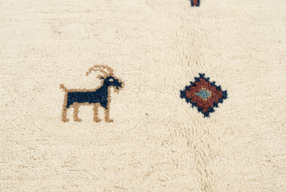 Navy-border Gabbeh rug wool detail