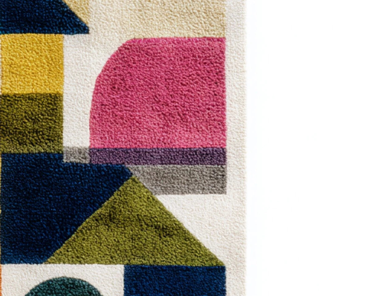 Circuit Board Geometric Black Gold and Blue 8x10 Hand Tufted Wool Area Rug (Copy) 