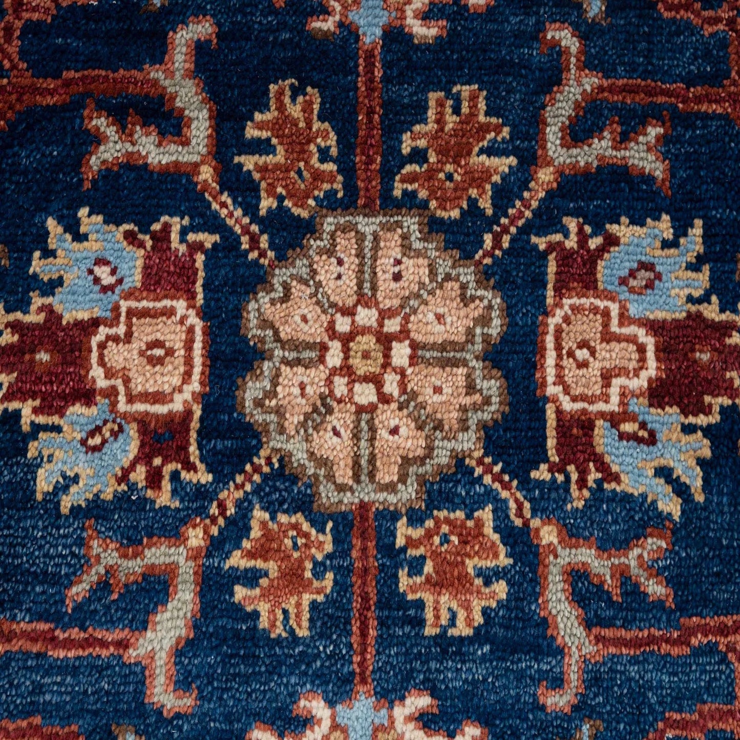 Navy Blue and Burgundy Floral Oushak Traditional 8x10 Hand Knotted Wool Area Rug