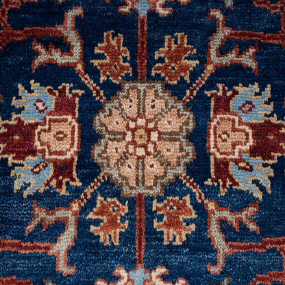 Navy Blue and Burgundy Floral Oushak Traditional 8x10 Hand Knotted Wool Area Rug
