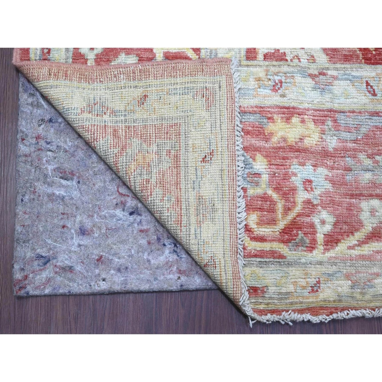 Soft Terracotta and Ivory 8x10 Hand Knotted Traditional Oushak Floral Wool Area Rug