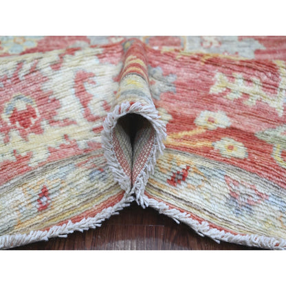 Soft Terracotta and Ivory 8x10 Hand Knotted Traditional Oushak Floral Wool Area Rug