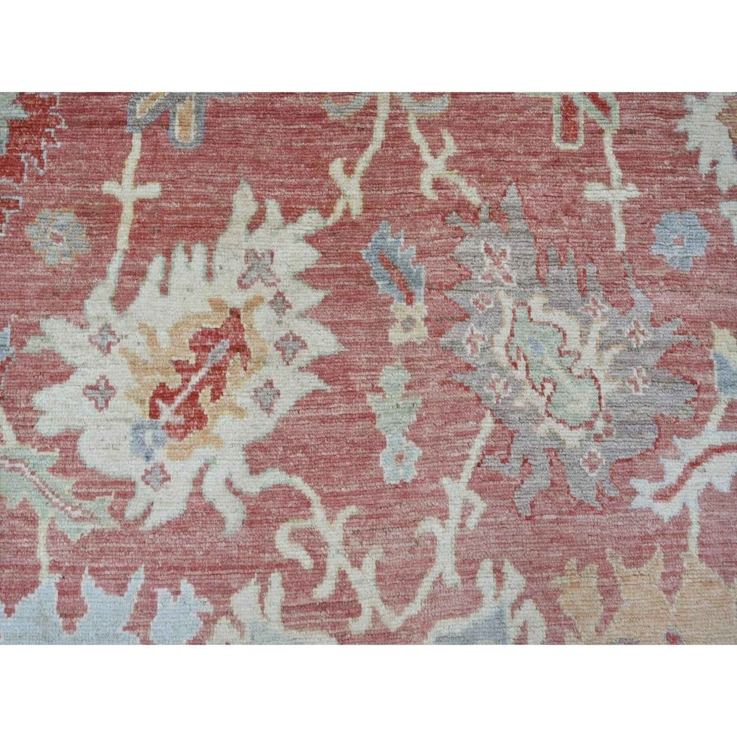 Soft Terracotta and Ivory 8x10 Hand Knotted Traditional Oushak Floral Wool Area Rug