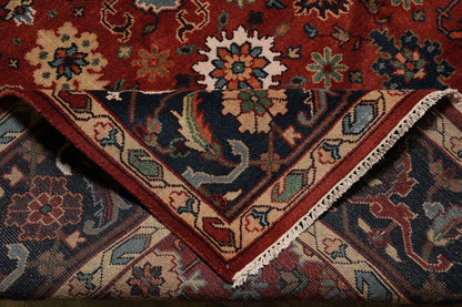 All-Over Floral Oushak Crimson Red and Navy 8x10 Hand Knotted Wool Area Rug