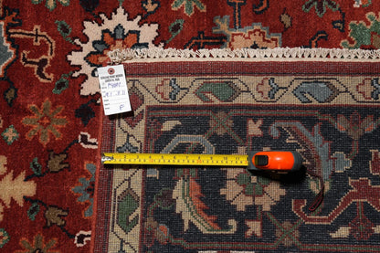 All-Over Floral Oushak Crimson Red and Navy 8x10 Hand Knotted Wool Area Rug