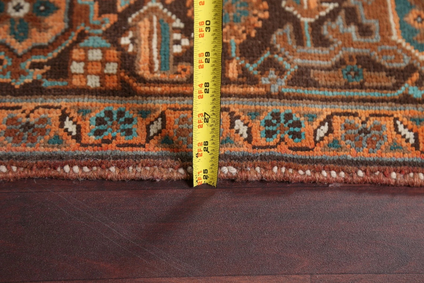 Chocolate Brown and Rust 8x10 Hand Knotted Premium Heriz Serapi Geometric Medallion Wool Area Rug