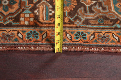 Chocolate Brown and Rust 8x10 Hand Knotted Premium Heriz Serapi Geometric Medallion Wool Area Rug
