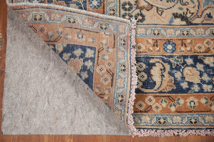 Peach and Navy Antique Floral Medallion Heriz Persian Traditional 8x10 Hand Knotted Wool Area Rug