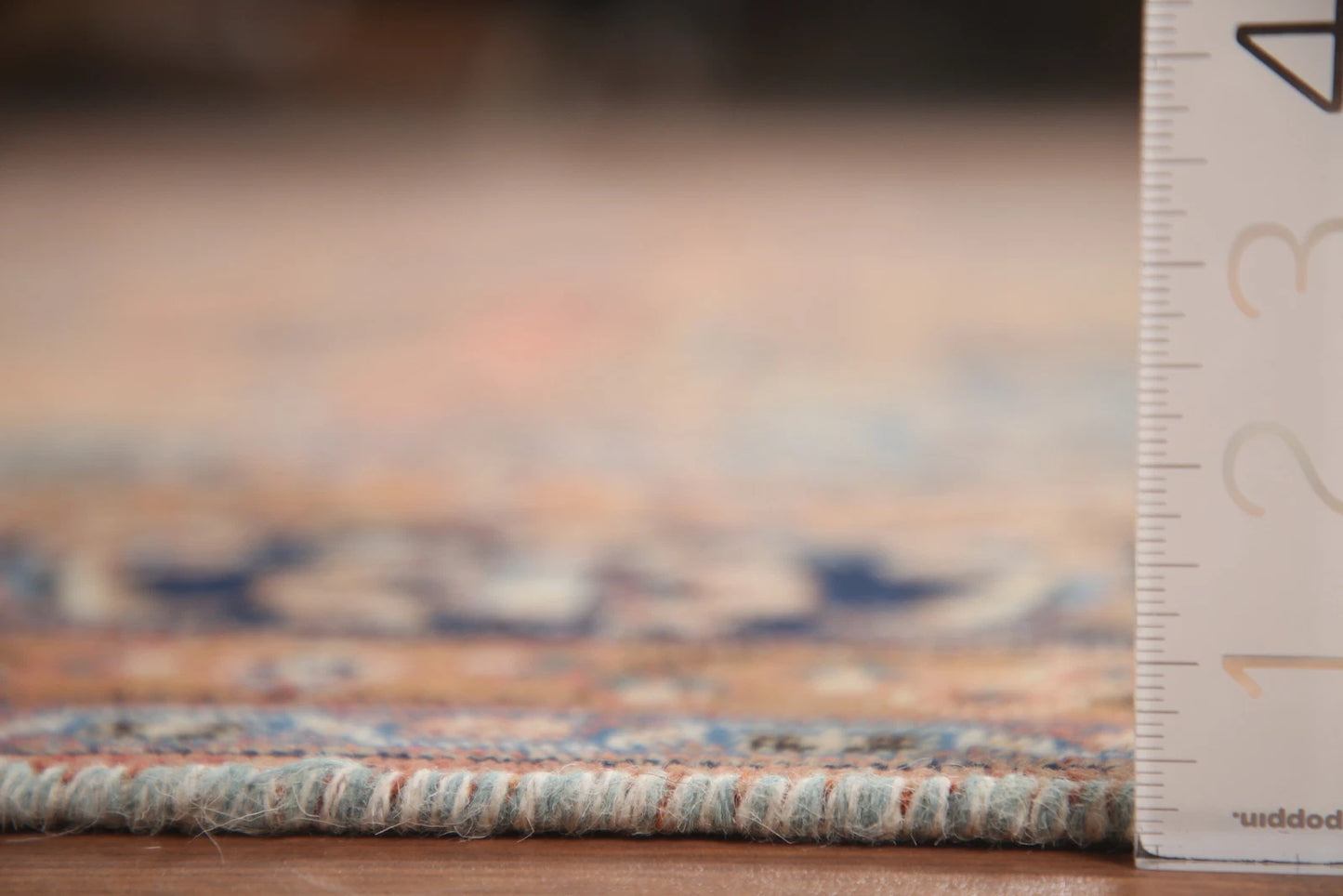 Peach and Navy Antique Floral Medallion Heriz Persian Traditional 8x10 Hand Knotted Wool Area Rug
