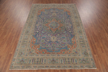 Unique Mauve Purple and Rust 8x10 Hand Knotted Heriz Serapi Geometric Medallion Wool Area Rug