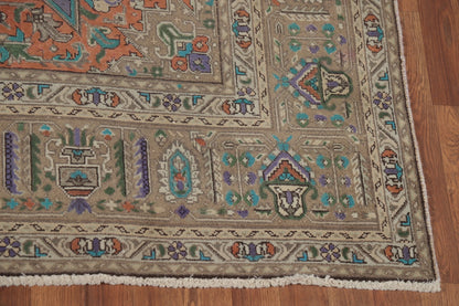 Unique Mauve Purple and Rust 8x10 Hand Knotted Heriz Serapi Geometric Medallion Wool Area Rug