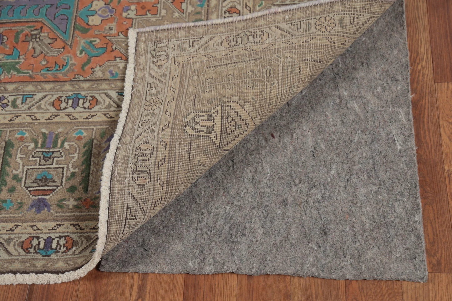 Unique Mauve Purple and Rust 8x10 Hand Knotted Heriz Serapi Geometric Medallion Wool Area Rug
