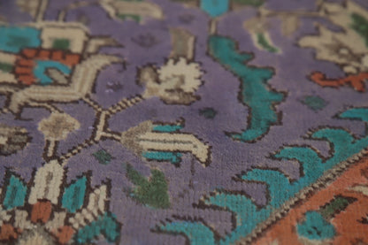 Unique Mauve Purple and Rust 8x10 Hand Knotted Heriz Serapi Geometric Medallion Wool Area Rug