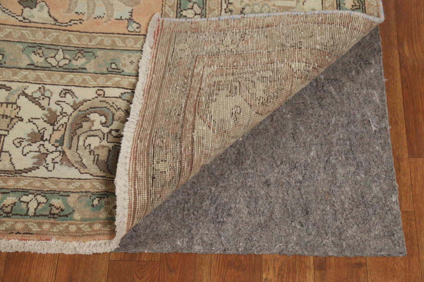 Antique Oushak All-Over Floral Scroll Caramel and Ivory Hand Knotted 8x10 Wool Area Rug