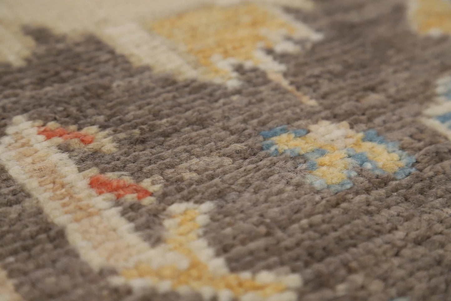 All-Over Floral Scroll Oushak Steel Blue and Dark Brown Bold Traditional 8x10 Hand Knotted Wool Area Rug