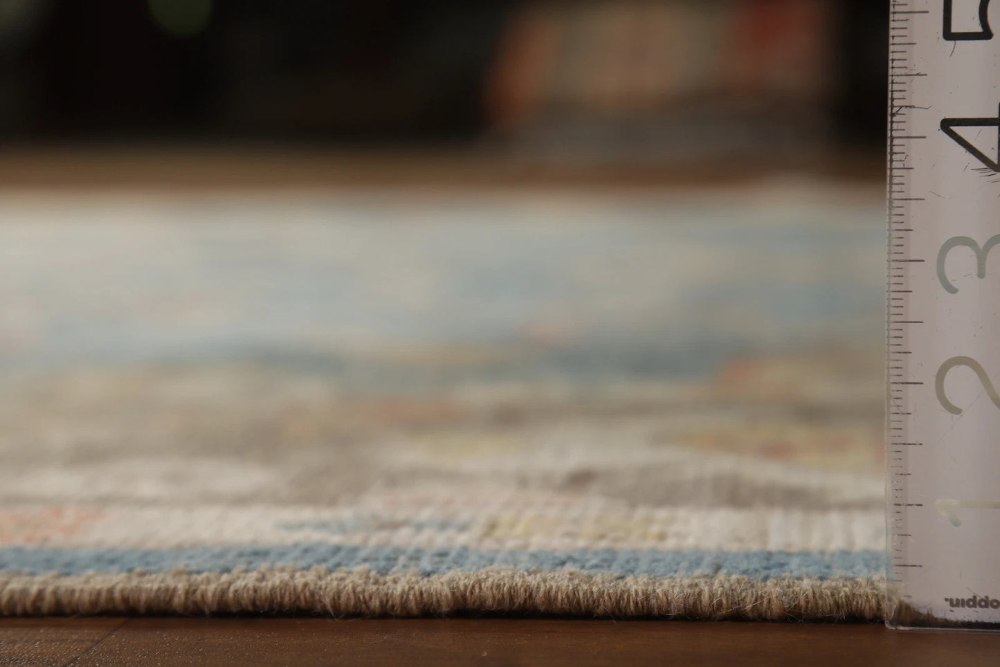 All-Over Floral Scroll Oushak Steel Blue and Dark Brown Bold Traditional 8x10 Hand Knotted Wool Area Rug
