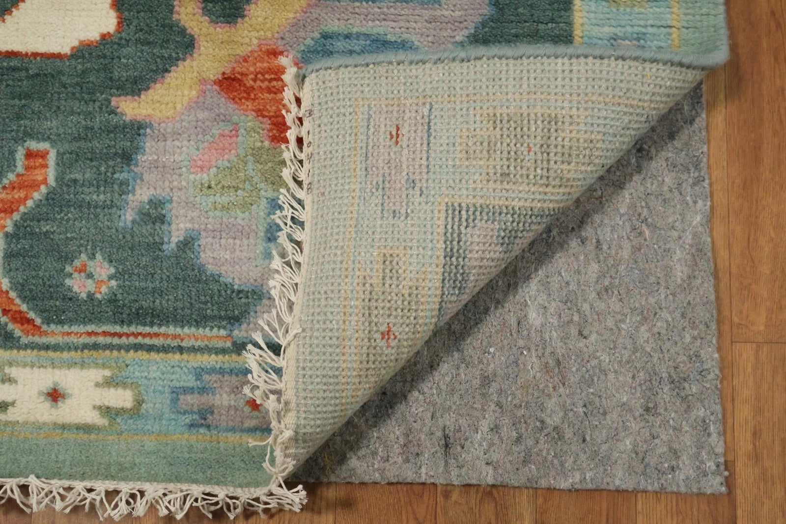 Oushak Aqua Blue and Dark Teal Open Abstract Large Floral Antique 9x12 Hand Knotted Rust Sage Green Ivory Wool Area Rug