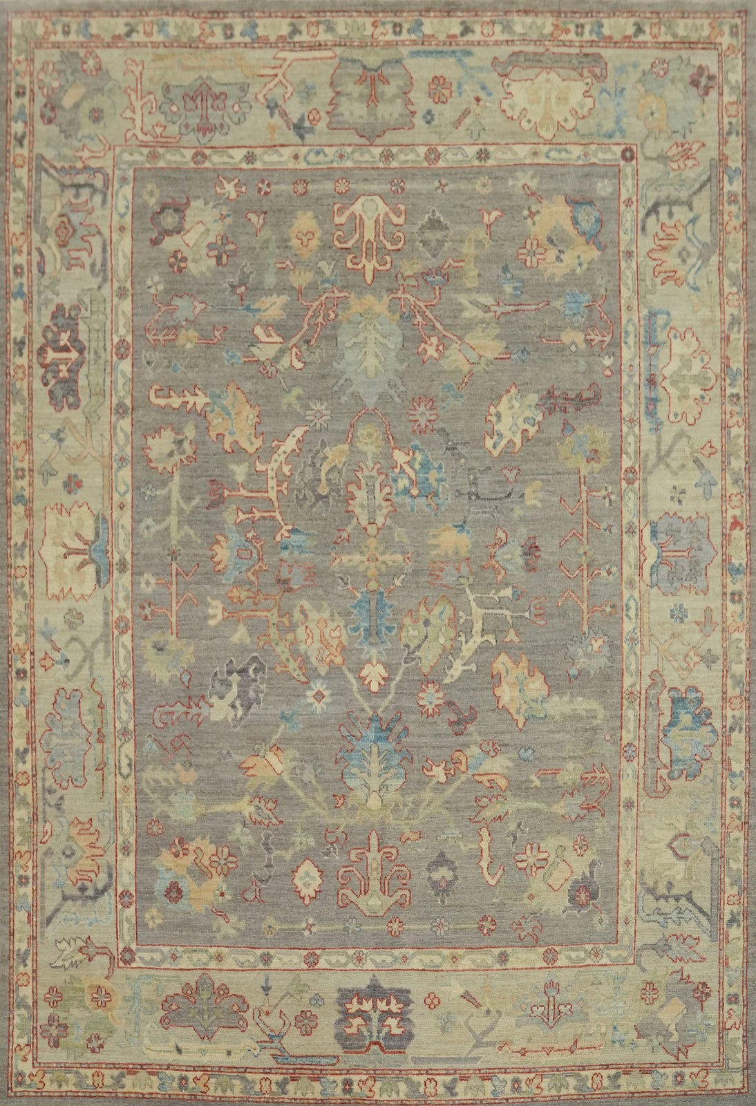 Vintage Look Antique Style Turkish Oushak Traditional Hand-Knotted Beige and Grey 8x10 Wool Area Rug