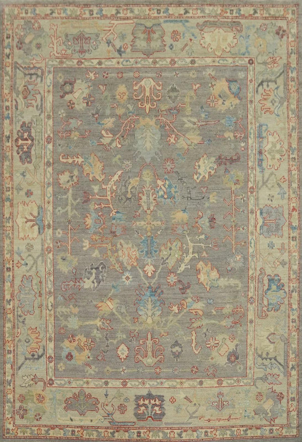Vintage Look Antique Style Turkish Oushak Traditional Hand-Knotted Beige and Grey 8x10 Wool Area Rug