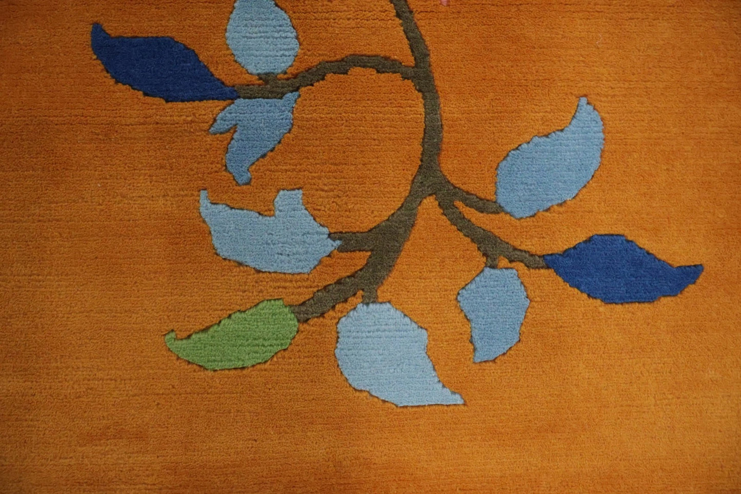 Art Deco Chinese Floral Hand Knotted Wool Silk Rug 8x10 Orange Blue Pink Botanical