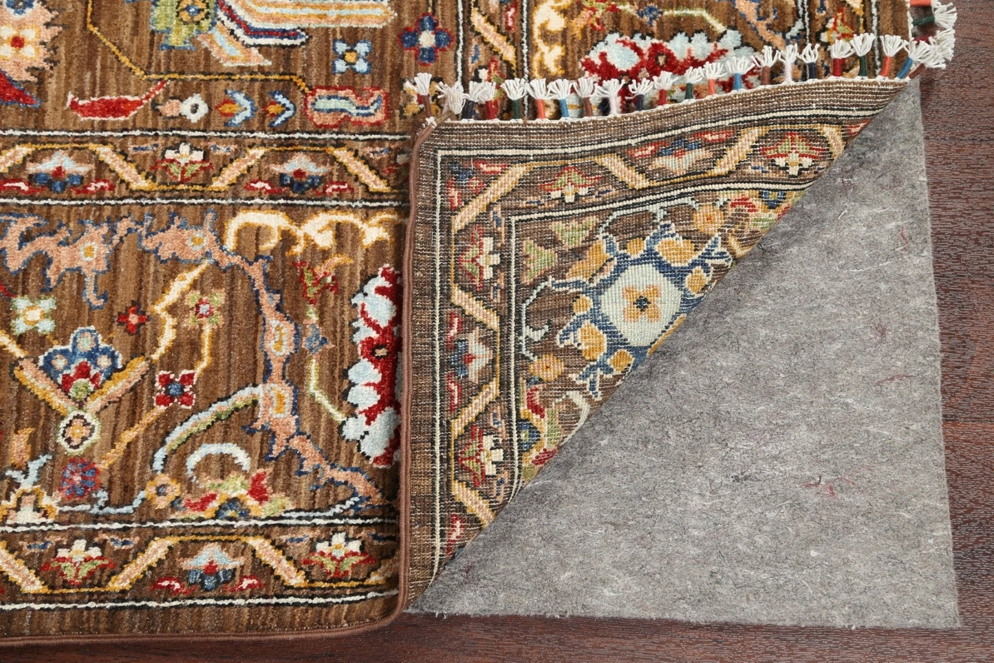 8x10 Warm Brown and Ivory Vintage style Traditional oriental Oushak Hand Knotted All-Over Floral Wool Area Rug