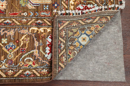 8x10 Warm Brown and Ivory Vintage style Traditional oriental Oushak Hand Knotted All-Over Floral Wool Area Rug
