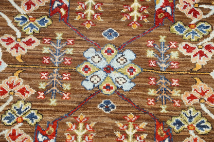 8x10 Warm Brown and Ivory Vintage style Traditional oriental Oushak Hand Knotted All-Over Floral Wool Area Rug