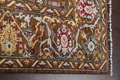 8x10 Warm Brown and Ivory Vintage style Traditional oriental Oushak Hand Knotted All-Over Floral Wool Area Rug