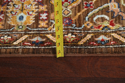 8x10 Warm Brown and Ivory Vintage style Traditional oriental Oushak Hand Knotted All-Over Floral Wool Area Rug