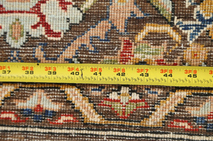 8x10 Warm Brown and Ivory Vintage style Traditional oriental Oushak Hand Knotted All-Over Floral Wool Area Rug