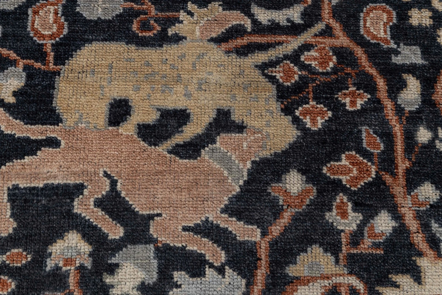 Animal and Tree of Life Navy Hand Knotted Persian Hunting Style Wool Area Rug 8x10