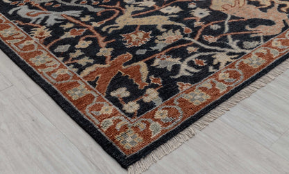 Animal and Tree of Life Navy Hand Knotted Persian Hunting Style Wool Area Rug 8x10