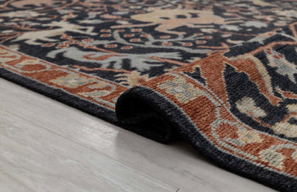 Animal and Tree of Life Navy Hand Knotted Persian Hunting Style Wool Area Rug 8x10
