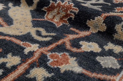 Animal and Tree of Life Navy Hand Knotted Persian Hunting Style Wool Area Rug 8x10