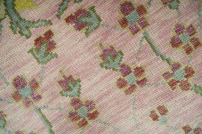 Dusty Rose and Green 8x10 Hand Knotted Romantic Peacock Tree of Life Wool Area Rug