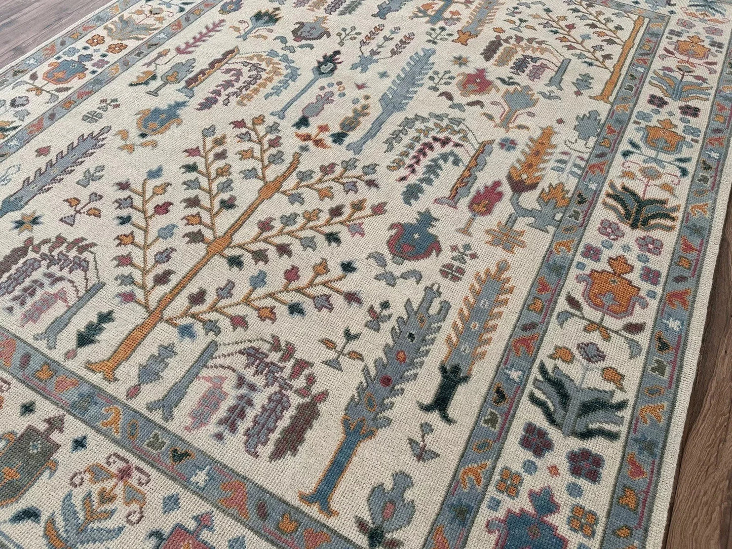 Hand Knotted Tree of Life Ivory Multicolour 8x10 Botanical Wool Area Rug
