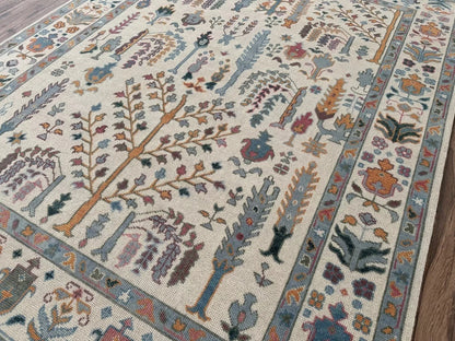 Hand Knotted Tree of Life Ivory Multicolour 8x10 Botanical Wool Area Rug