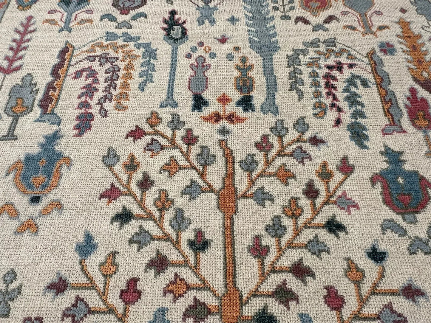 Hand Knotted Tree of Life Ivory Multicolour 8x10 Botanical Wool Area Rug