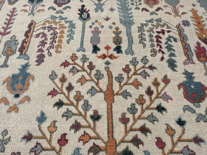 Hand Knotted Tree of Life Ivory Multicolour 8x10 Botanical Wool Area Rug